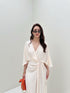 Women Casual V-neck Napless Flare Sleeves Maxi Slit Dress
